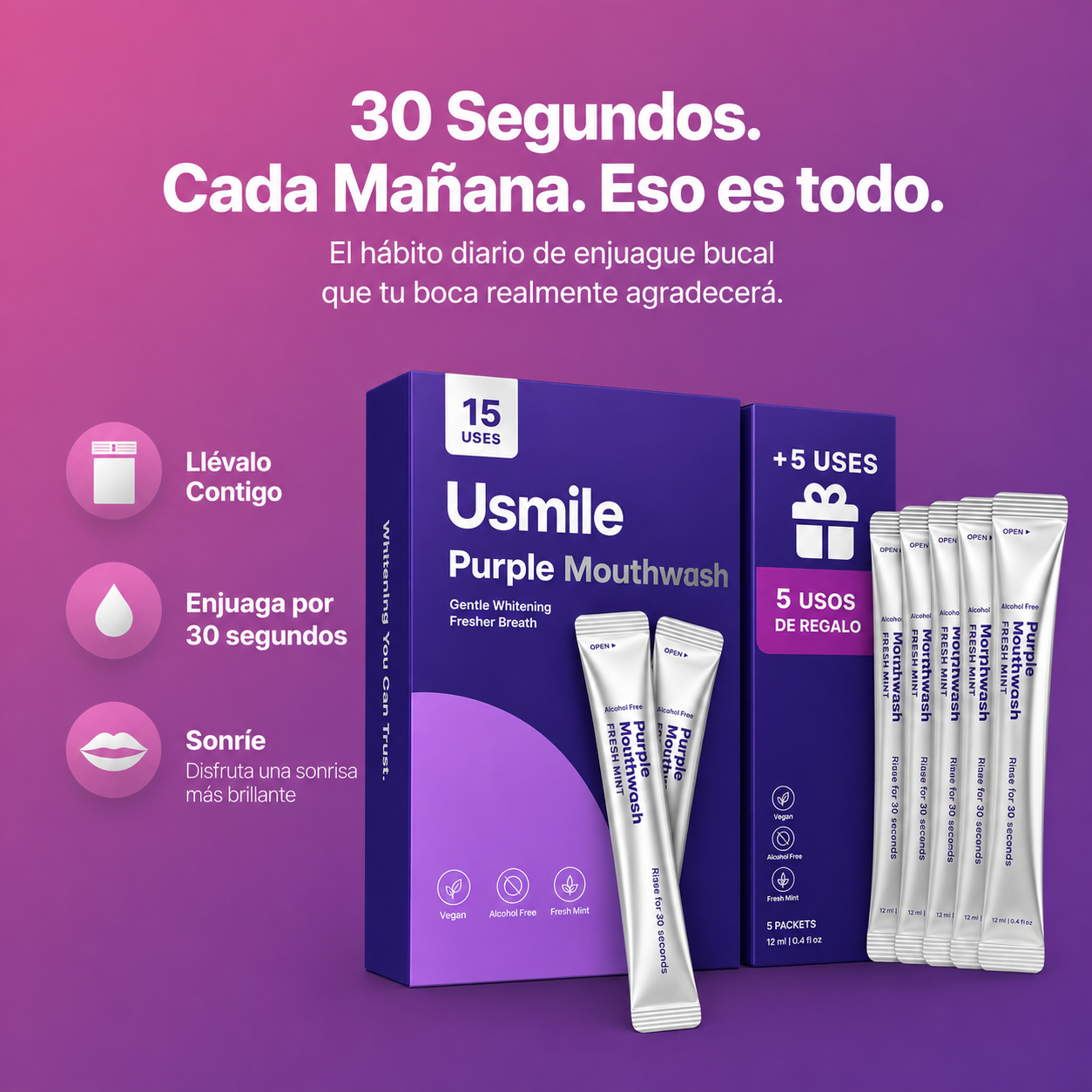 Usmileโข๏ธ Enjuague bucal morado