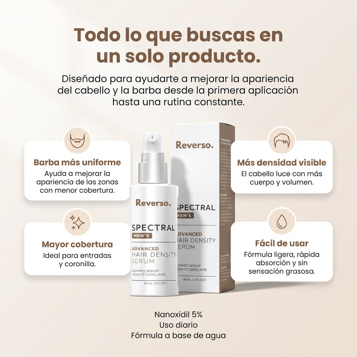 Spectral Men's | Sérum para la densidad capilar con Nanoxidil al 5%