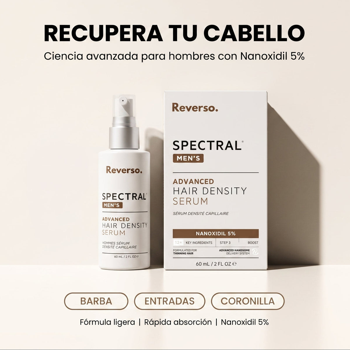 Spectral Men's | Sérum para la densidad capilar con Nanoxidil al 5%